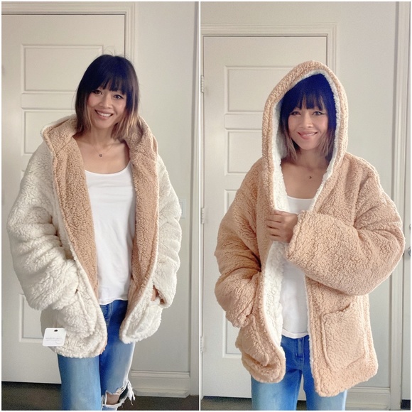 Jackets & Blazers - #30 Cozy Vegan Fur Open Front Reversible Jacket Coat